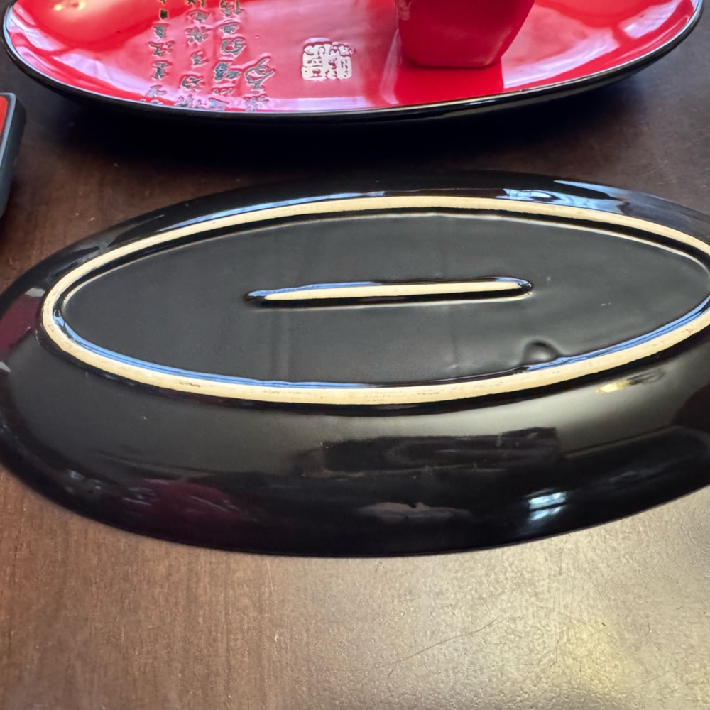 Elegant Red Ceramic Tea Set - Picture 2 of 6